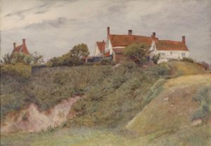 A watercolour by Eleanor Every, 1936 titled Claydon Pit with cuttings Watercolour, 37x53xcm