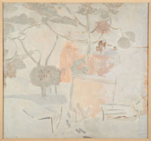 Painting by Mary Potter called Red House in Snow, oil on canvas, 74x79cm, 1966